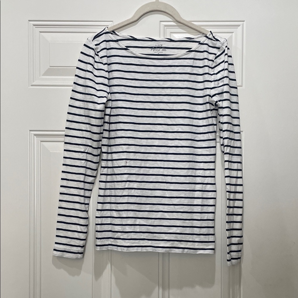J. Crew Artist Navy and White Striped Long Sleeve Tee